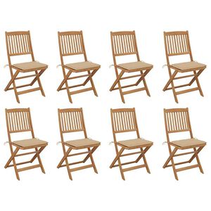 vidaXL Folding Outdoor Chairs with Cushions 8 pcs Solid Wood Acacia