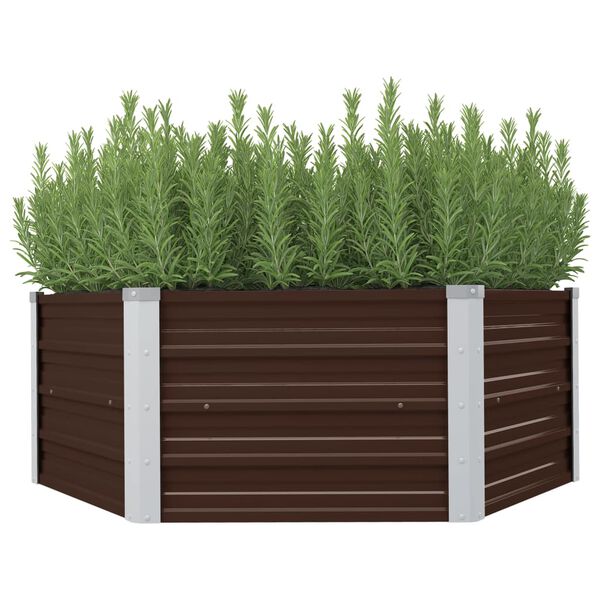 vidaXL Raised Garden Bed Brown 129x129x45 cm Galvanised Steel