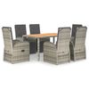 vidaXL 7 Piece Garden Dining Set with Cushions Grey Poly Rattan