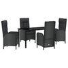 vidaXL Garden Dining Set 5 pcs Black Poly Rattan