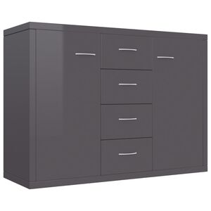 vidaXL Sideboard High Gloss Grey 88x30x65 cm Engineered Wood