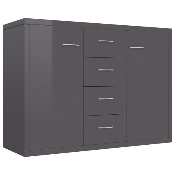 vidaXL Sideboard High Gloss Grey 88x30x65 cm Engineered Wood