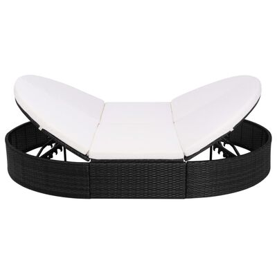 vidaXL Outdoor Lounge Bed with Cushion Poly Rattan Black