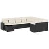 vidaXL 10 Piece Garden Sofa Set with Cushions Black Poly Rattan