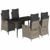 vidaXL 5 Piece Garden Dining Set with Cushions Grey Poly Rattan