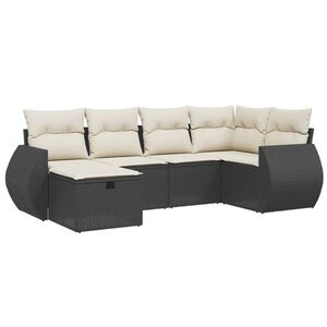 vidaXL 6 Piece Garden Sofa Set with Cushions Black Poly Rattan