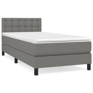 vidaXL Box Spring Bed with Mattress Dark Grey King Single Size Fabric