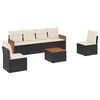 vidaXL 7 Piece Garden Sofa Set with Cushions Black Poly Rattan