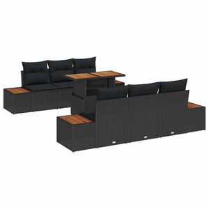 vidaXL Garden Sofa Set 7 pcs Black 100 x 55 x 73 cm Poly Rattan