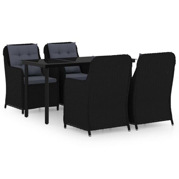 vidaXL 5 Piece Garden Dining Set Black
