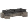 vidaXL 7 Piece Garden Sofa Set with Cushions Grey Poly Rattan