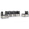 vidaXL 5 Piece Garden Lounge Set with Cushions Anthracite Poly Rattan