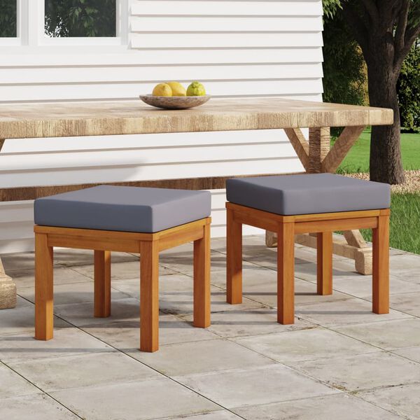 vidaXL Garden Stools with Cushions 2 pcs 40x40x42 cm Solid Wood Acacia