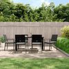 vidaXL 7 Piece Garden Dining Set with Cushions Poly Rattan and Steel