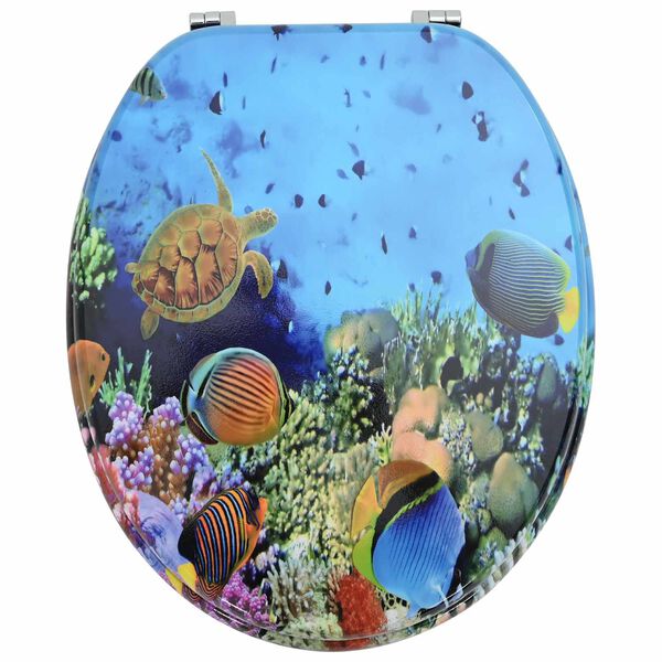 vidaXL Soft-Close Toilet Seat Deep Sea Blue 44 x 38 cm MDF board