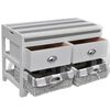 White Storage & Entryway Bench with Cushion Top 2 Drawer 2 Basket