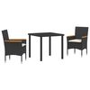 vidaXL Garden Dining Set with Cushion 5 pcs Black Poly Rattan
