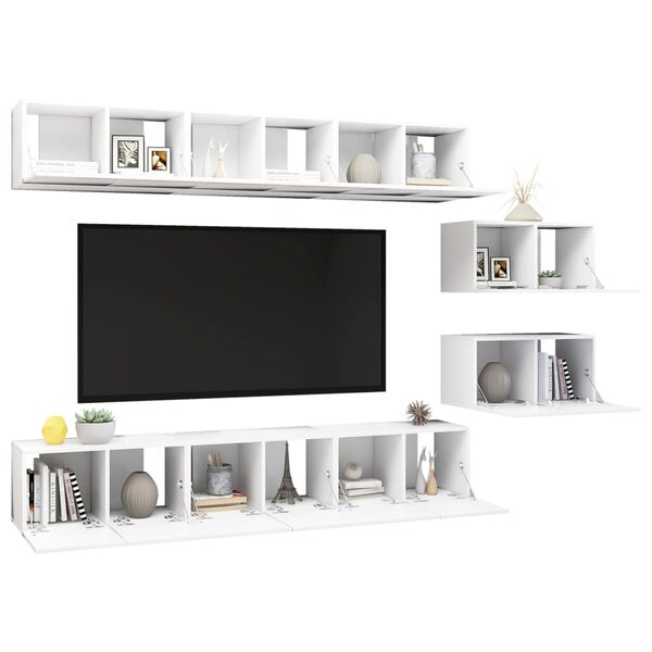 vidaXL TV Cabinets 8 pcs White Engineered Wood