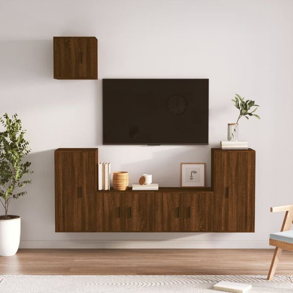 vidaXL 5 Piece TV Cabinet Set Brown Oak Engineered Wood