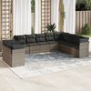 vidaXL 10 Piece Garden Sofa Set with Cushions Grey Poly Rattan