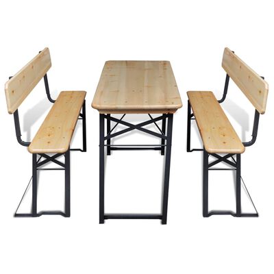 vidaXL Folding Beer Table with 2 Benches 120 cm Pinewood