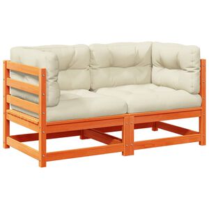 vidaXL 2 Piece Garden Sofa Set with Cushions Wax Brown Solid Wood Pine