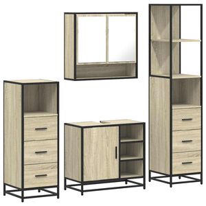 vidaXL 4 Piece Bathroom Furniture Set Sonoma Oak Engineered Wood