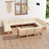 vidaXL 13 Piece Garden Lounge Set&Cushions Honey Brown Solid Pinewood