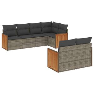 vidaXL 7 Piece Garden Sofa Set with Cushions Grey Poly Rattan