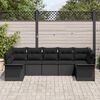 vidaXL Garden Sofa Set with Cushion 7 pcs Black Poly Rattan
