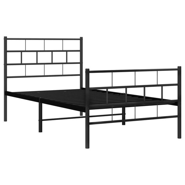 vidaXL Metal Bed Frame without Mattress with Footboard Black 107x203cm