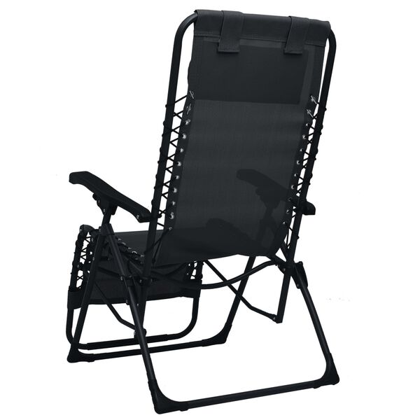 vidaXL Folding Deck Chair Black Textilene