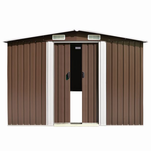 vidaXL Garden Shed 257x298x178 cm Metal Brown