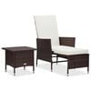 vidaXL 2 Piece Garden Lounge Set with Cushions Poly Rattan Brown