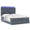 vidaXL Ottoman Bed with Mattresses & LEDs Dark Grey Double Velvet