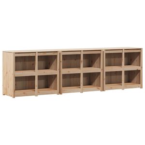 vidaXL Outdoor Kitchen Cabinet MEPPEL 3 pcs Natural Solid Pine Wood