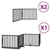 vidaXL Dog Gate with Door Foldable 8 Panels Black 640 cm Poplar Wood