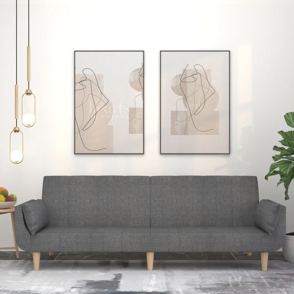 vidaXL 2-Seater Sofa Bed with Two Pillows Light Grey Fabric