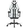 vidaXL Swivel Gaming Chair with Footrest White&Black Faux Leather