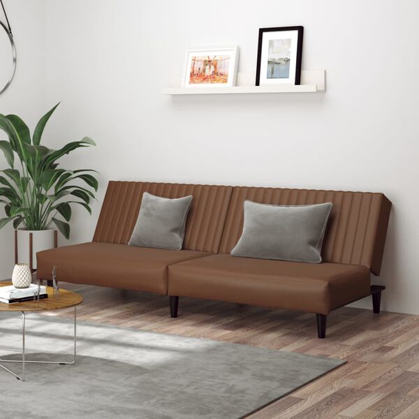 vidaXL 2-Seater Sofa Bed Brown Faux Leather