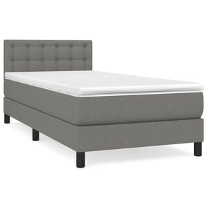 vidaXL Box Spring Bed with Mattress Dark Grey 100x200 cm Fabric