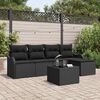 vidaXL Garden Sofa Set 6 pcs Black Poly Rattan