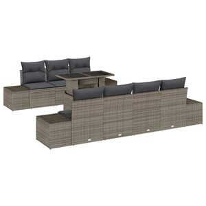 vidaXL Garden Sofa Set 8 pcs Grey Poly Rattan and Powder-Coated Steel