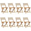 vidaXL Folding Chairs 8 pcs Beige Poly Rattan and Solid Wood