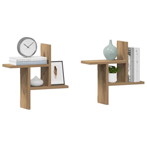 vidaXL Wall Shelves 2 pcs Artisian Oak 38x12x38 cm Engineered Wood
