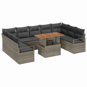 vidaXL Garden Sofa Set 10 pcs Grey Poly rattan