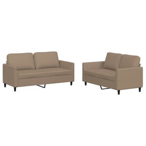 vidaXL 2 Piece Sofa Set with Cushions Cappuccino Faux Leather