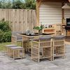 vidaXL 9 Piece Garden Dining Set with Cushions Mix Beige Poly Rattan