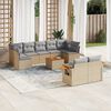 vidaXL 10 Piece Garden Sofa Set with Cushions Beige Poly Rattan