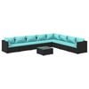 vidaXL 9 Piece Garden Lounge Set with Cushions Poly Rattan Black